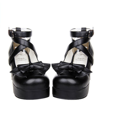 Angelic imprint ~ Sweet Multicolors Round Toe Middle Heel Lolita Shoes 36 black 