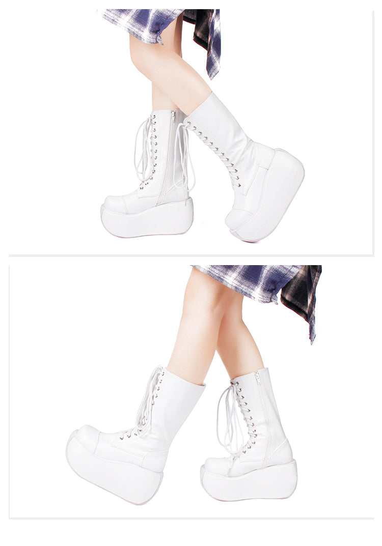 Angelic Imprint ~ Fashion Crossover Strap Punk Lolita Boots   