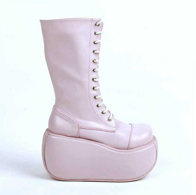 Angelic Imprint ~ Fashion Crossover Strap Punk Lolita Boots 34 pink 