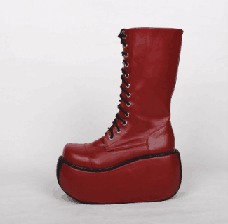 Angelic Imprint ~ Fashion Crossover Strap Punk Lolita Boots 34 wine red with black 