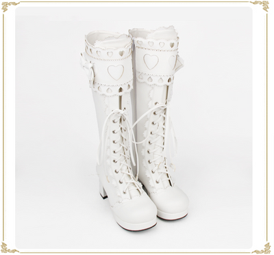 Angelic Imprint ~ Sweet Multicolor Thick Heel Lolita Boots 36 pure white (heel 6cm) 