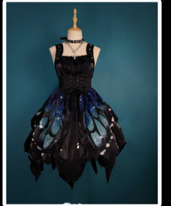 Star Fantasy~Butterfly Effect Normal Waist JSK Punk Dress S blue normal-waist(short) 
