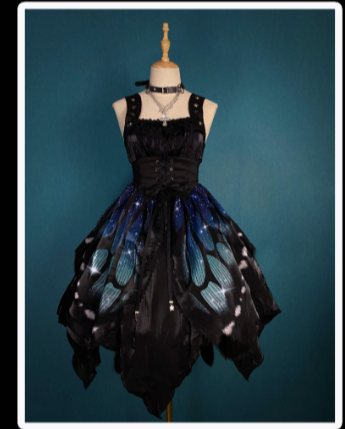 Star Fantasy~Butterfly Effect Normal Waist JSK Punk Dress S blue normal-waist(long) 
