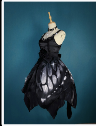 Star Fantasy~Butterfly Effect Normal Waist JSK Punk Dress S silver grey hight-waist(long) 