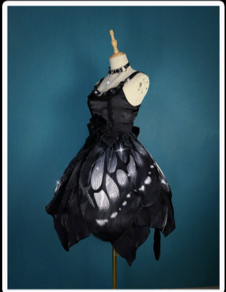 Star Fantasy~Butterfly Effect Normal Waist JSK Punk Dress S silver grey hight-waist(short) 