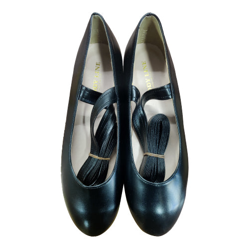 Seventh Sense~Lace Up Japanese Style Wa Lolita Shoes 37 shining black leather strap 