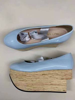 Seventh Sense~Lace Up Japanese Style Wa Lolita Shoes 37 light  blue silk ribbon strap