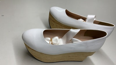 Seventh Sense~Lace Up Japanese Style Wa Lolita Shoes 37 shinning white ribbon strap 