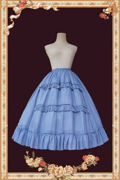 Infanta~Corola‘s Little Garden~Cotton Floral Tiered Lolita JSK free size blue SK 
