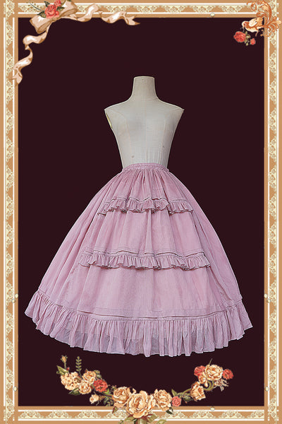 Infanta~Corola‘s Little Garden~Cotton Floral Tiered Lolita JSK free size taro pink SK 