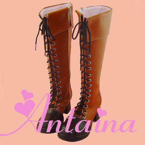Antaina ~ Plus Size Elegant Lolita Long Boots Black Brown 34 brown 
