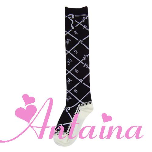 Antaina ~ Sweet Cotton Lolita Socks Black White Pink   