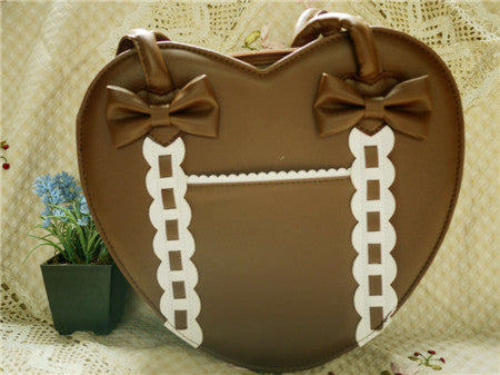 (BuyForMe) Loris~Satin Bridge~Heart-shape Lolita Bag brown with white  