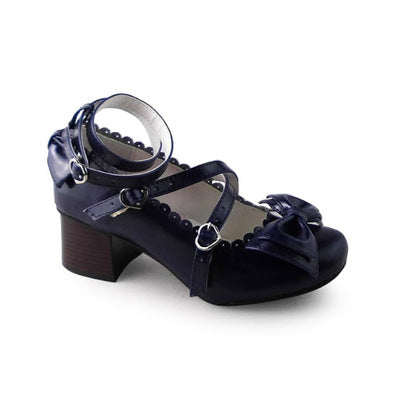Antaina~Lolita Tea Party Heels Shoes Size 33-36 33 navy blue 4.5cm heel 