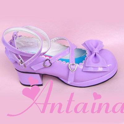 Antaina~Sweet Chunky Heels Lolita Shoes Size 31-36 shining purple 31-33(contact us to tell the size you want) 