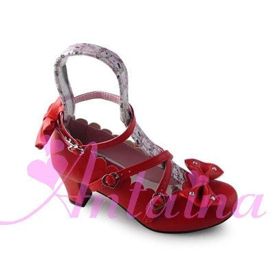 Antaina~Lolita Tea Party Heels Shoes Plus Size 49-52 49 9988 matte red 6.3cm heel (with diamond) 