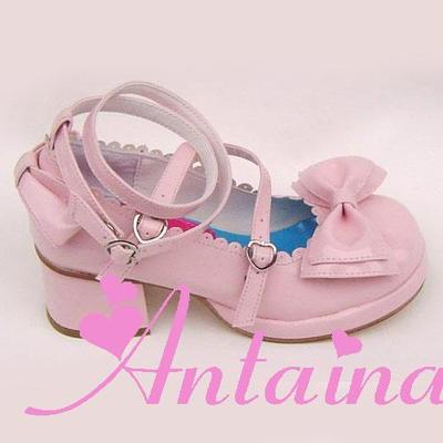 Antaina~Sweet Chunky Heels Lolita Shoes Size 41-44 shining light pink 4.5cm heel 41 