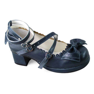 Antaina~Sweet Chunky Heels Lolita Shoes Size 41-44 navy blue  4.5cm heel 1cm platform 41 