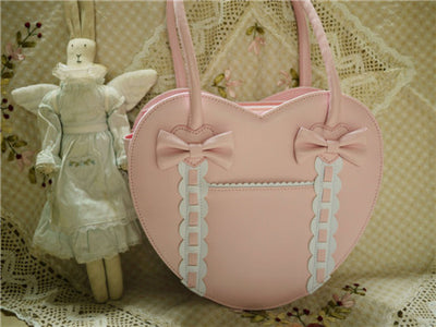(BuyForMe) Loris~Satin Bridge~Heart-shape Lolita Bag pink with white  