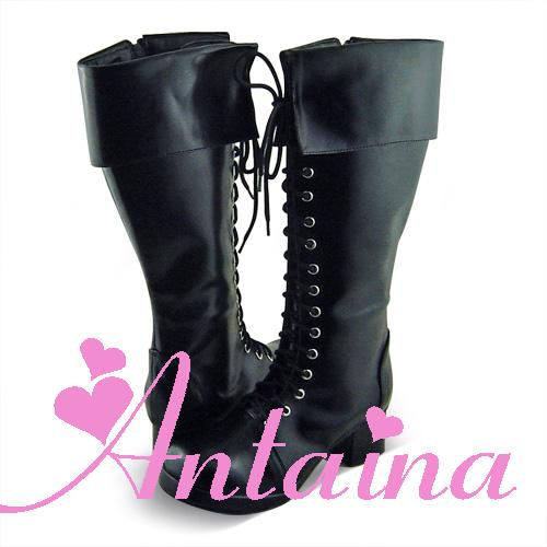 Antaina ~ Plus Size Elegant Lolita Long Boots Black Brown 34 black 