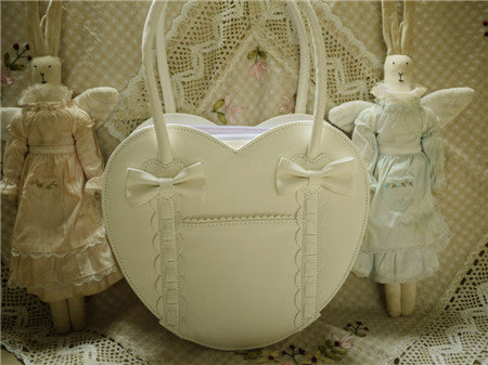 Loris - Satin Bridge - Heart-shape Lolita Bag Full white
