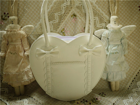 (BuyForMe) Loris~Satin Bridge~Heart-shape Lolita Bag full white  