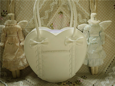 (BuyForMe) Loris~Satin Bridge~Heart-shape Lolita Bag full white  