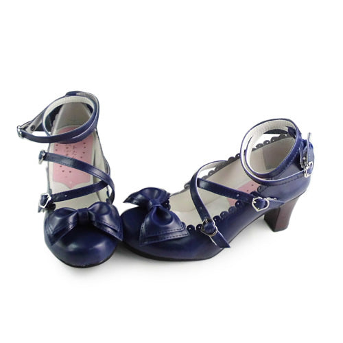 Antaina~Lolita Tea Party Heels Shoes Size 41-44 41 navy blue 6.3cm heel-1cm platform 