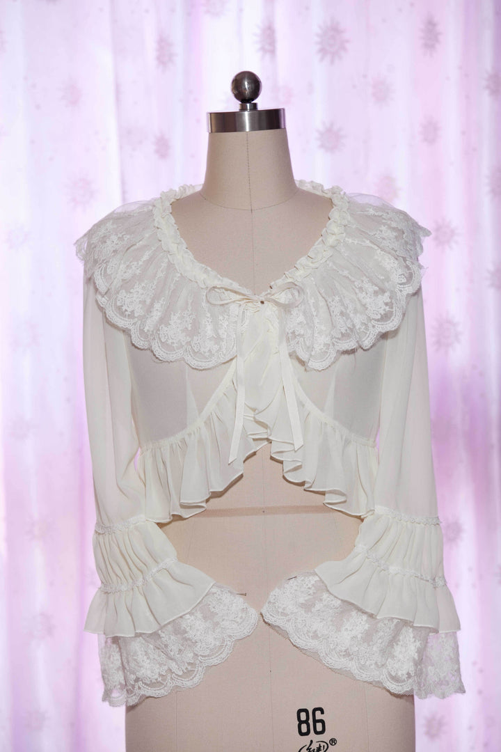 Yilia~Lolita Long Sleeve Chiffon Blouse XL white 