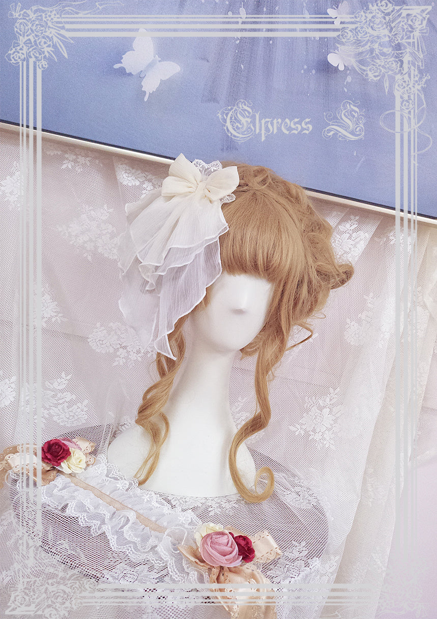 Elpress L~3D Flower Lolita Hairband Cuff Brooch Multicolors ivory side cllip (one piece only) 