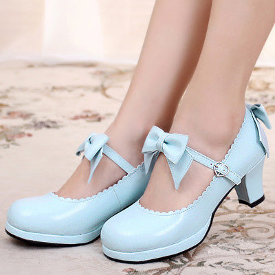 Sosic - Sweet Lolita Tea Party Thick Heels Shoes 33 light blue