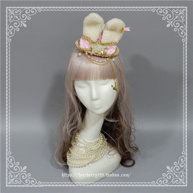 Fox Cherry-Alice Rabbit Ear Lolita Top Hat Multiple Colors   