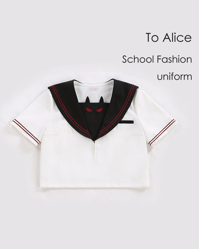 (Buyforme)To Alice~JK Lolita Kawaii Devil Embroidery Top Skirt Lolita top(size 0)  