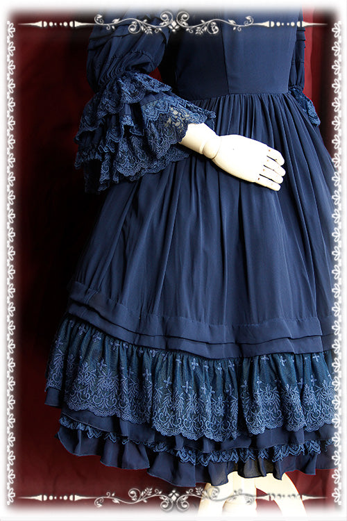 Infanta~Lolita Tea Party Chiffon OP M dark blue (long skirt instead of OP dress) 