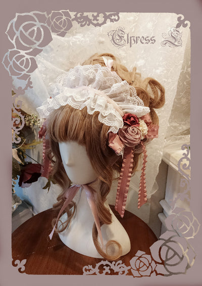 Elpress L~3D Flower Lolita Hairband Cuff Brooch Multicolors pink hairband 
