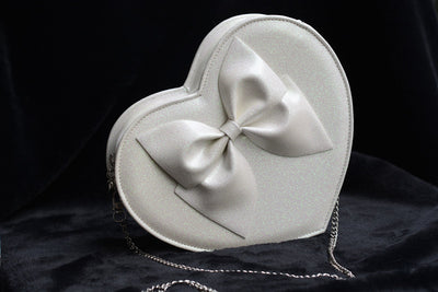 Loris~Kawaii Lolita Heart Shoulder Bag with Bow white  
