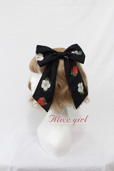 Alice Girl~Sweet Lolita Strawberry Bow Hairclip Multicolors free size black 