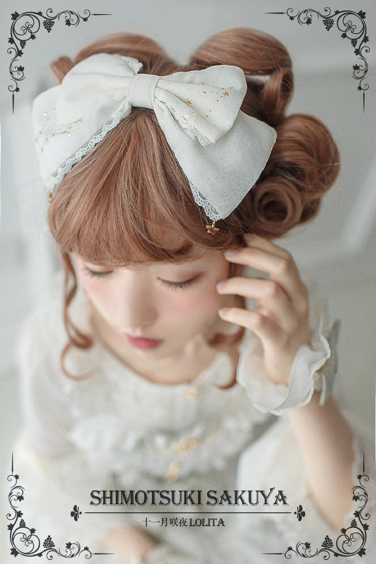 Sakuya Lolita~Whisper of Stars~Vintage Lolita Headdress Large Bow KC   