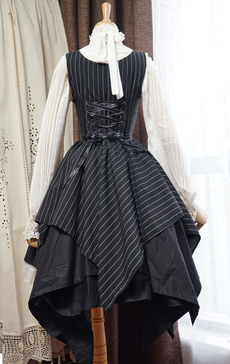 Surface Spell~Gothic Lolita Irregular Hemline Stripe JSK