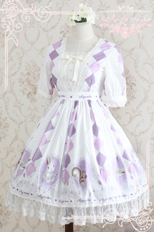 Strawberry Witch~Forest Carol~ Lolita OP and JSK S white purple OP 