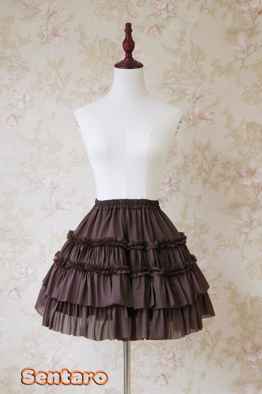 Sentaro - Puff - Elegant Summer Shorts Lolita Skirts One Size chocolate