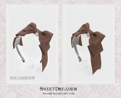 SweetDreamer~Multicolors Bows Lolita KC Headdress brown/Japanese matte ribbon  