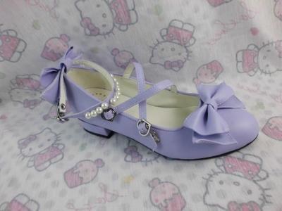 Antaina~Thin Heel Princess Lolita Shoes Plus Size 49-52 matte purple low heel 51 
