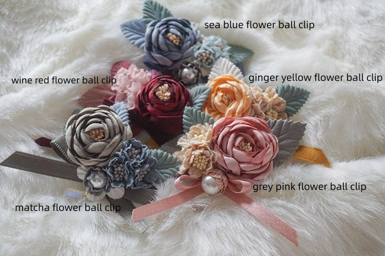 ZeeYe~Monica's Garden~Floral Lolita Clip Brooch Choker sea blue flower ball clip  