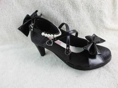 Antaina~Thin Heel Princess Lolita Shoes Plus Size 49-52 black 6.3cm heel 1cm platform 51 