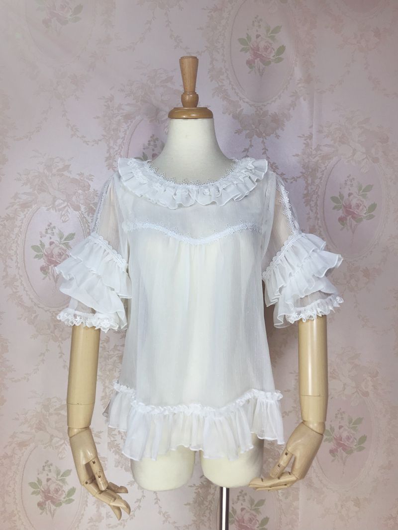 Yilia~Elegant Lolita Princess Sleeve Blouse M white 