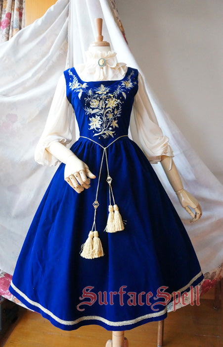 Surface Spell - Bourbon Dynasty - Gothic Lolita Embroidery JSK S royal blue