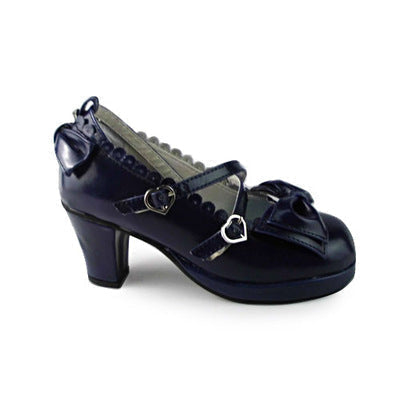 Antaina~Lolita Tea Party Heels Shoes Plus Size 49-52 49 navy blue 6.3cm heel-1cm platform 