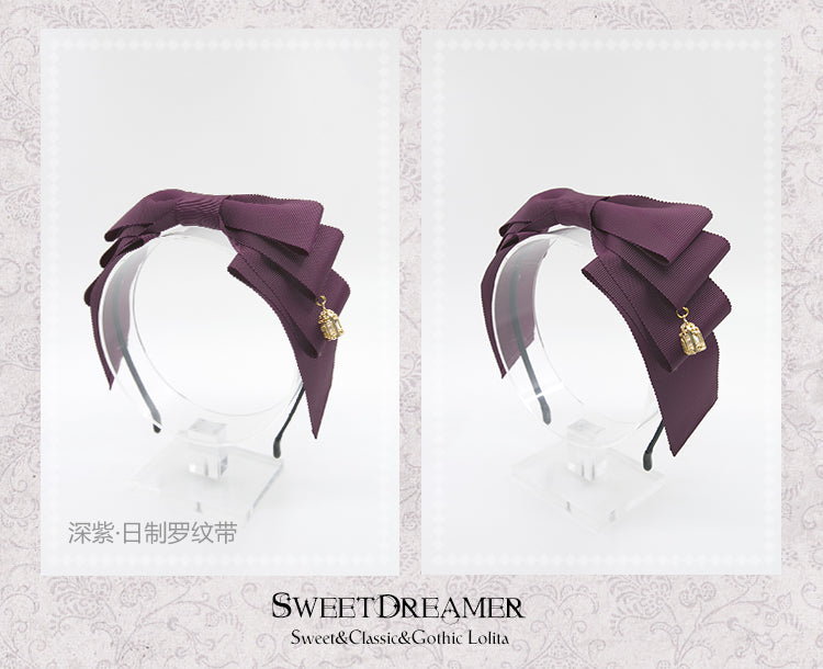 SweetDreamer~Miss Canary Sweet Lolita Bow KC dark purple(Japanese matte ribbon)  