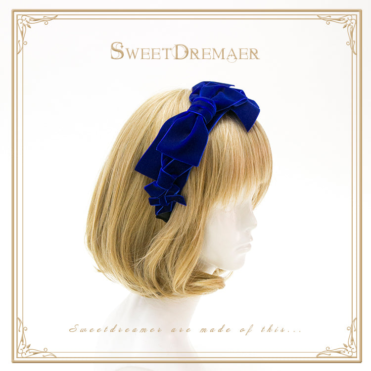 SweetDreamer~Hoodwinked~Vintage Elegant Lolita Bow KC dark blue  